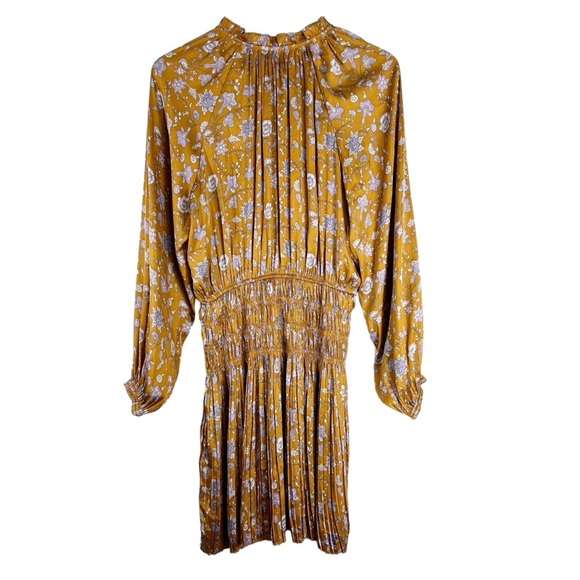 CURRENT AIR Alyce Smocked Gold and Lavender Floral Dress Medium - Picture 5 of 12